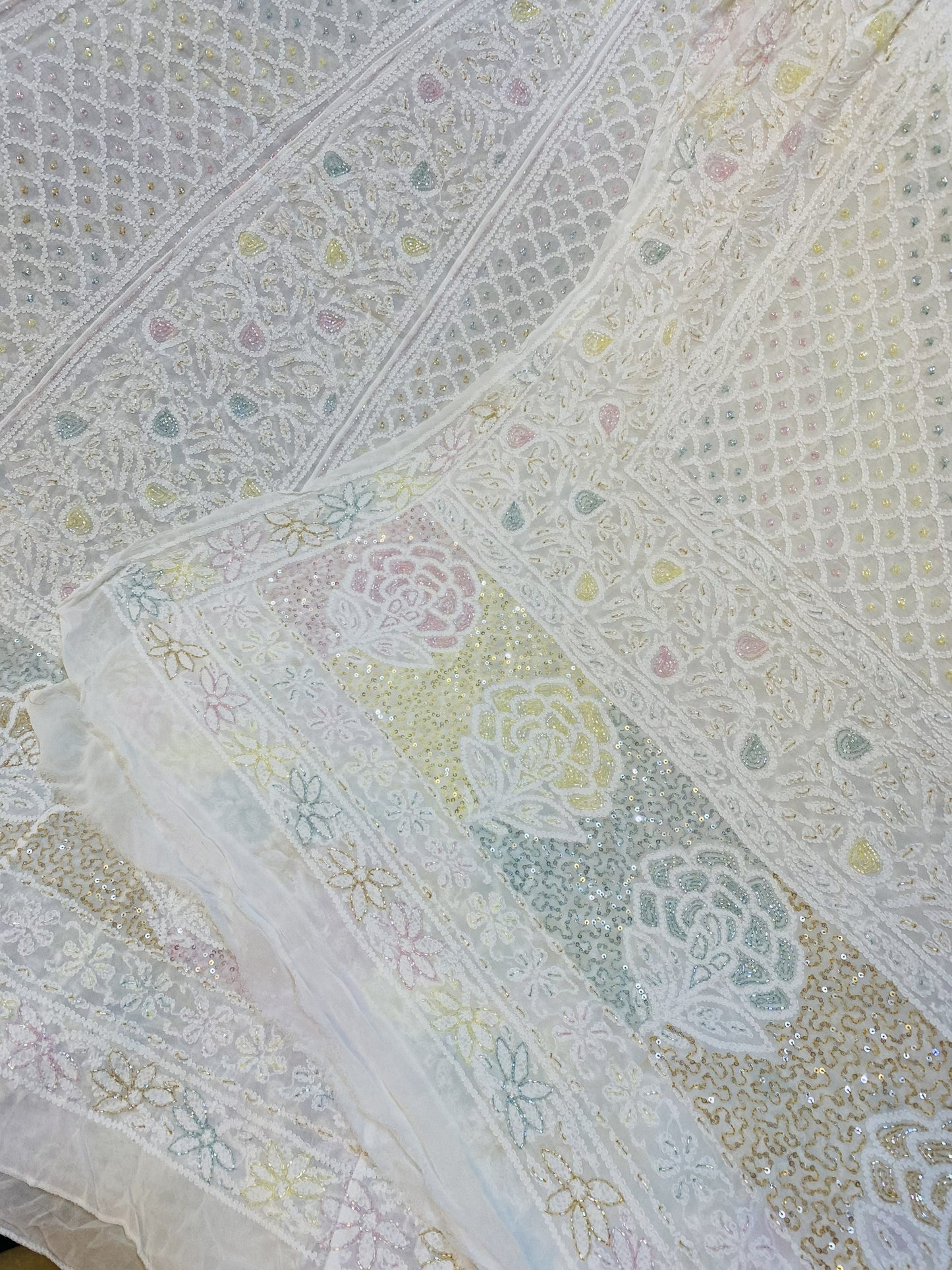 Bridal Chikankari Beadwork Lehenga Choli Dupatta Set