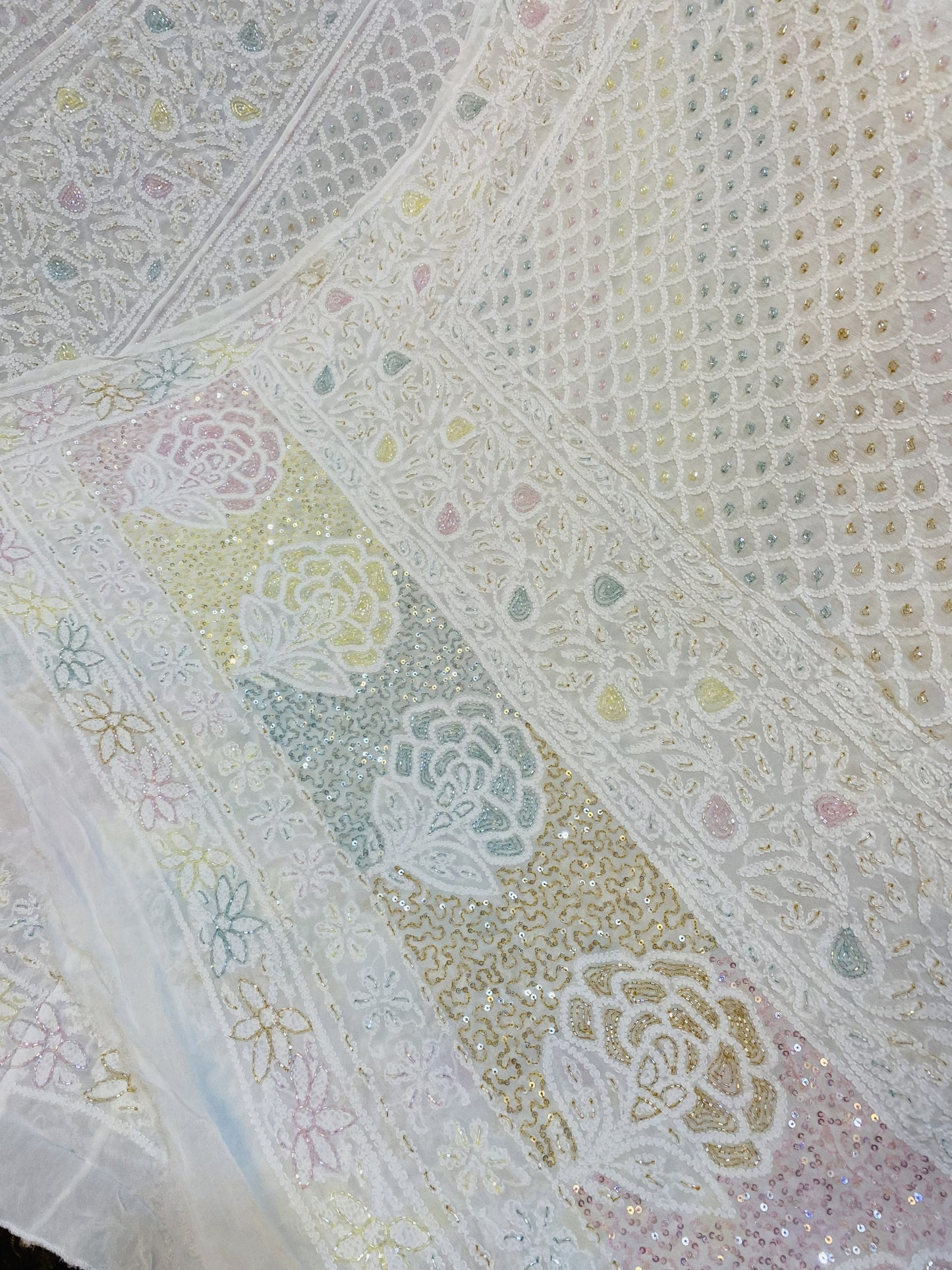 Bridal Chikankari Beadwork Lehenga Choli Dupatta Set