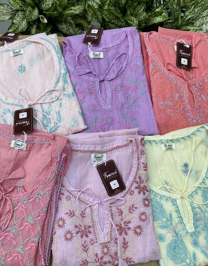 Premium Mul Chanderi Chikankari Kaftans