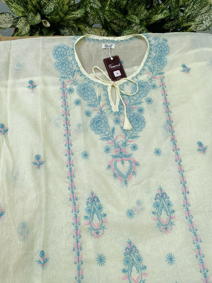 Premium Mul Chanderi Chikankari Kaftans