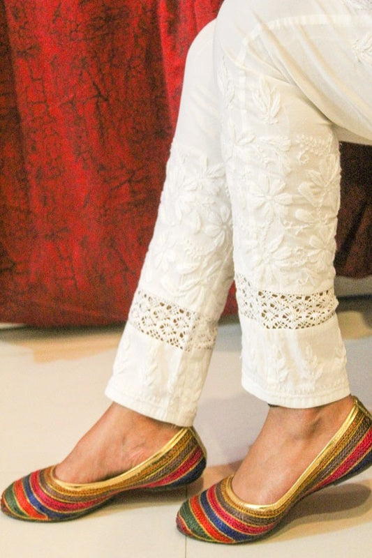 Lace Lycra Chikankari Pant