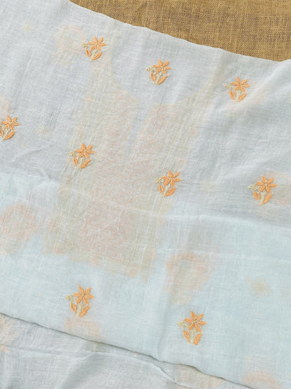 Noor-e-Mulmul Powder Blue Chikankari Unstitched Set