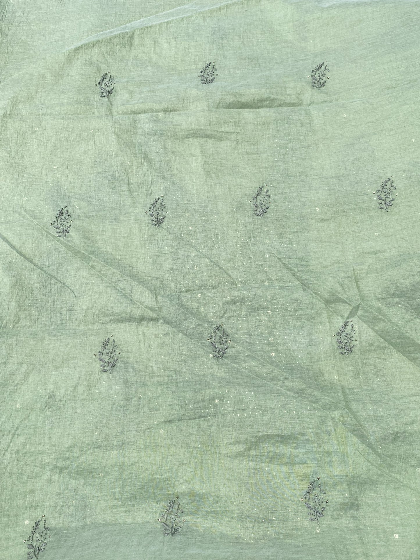 Noor-e-Mulmul Mint Green Chikankari Unstiched Set