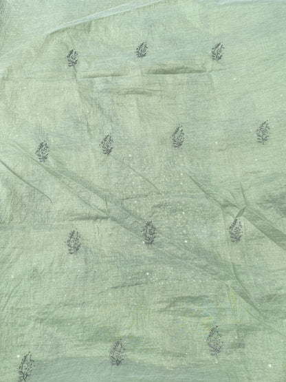 Noor-e-Mulmul Mint Green Chikankari Unstiched Set