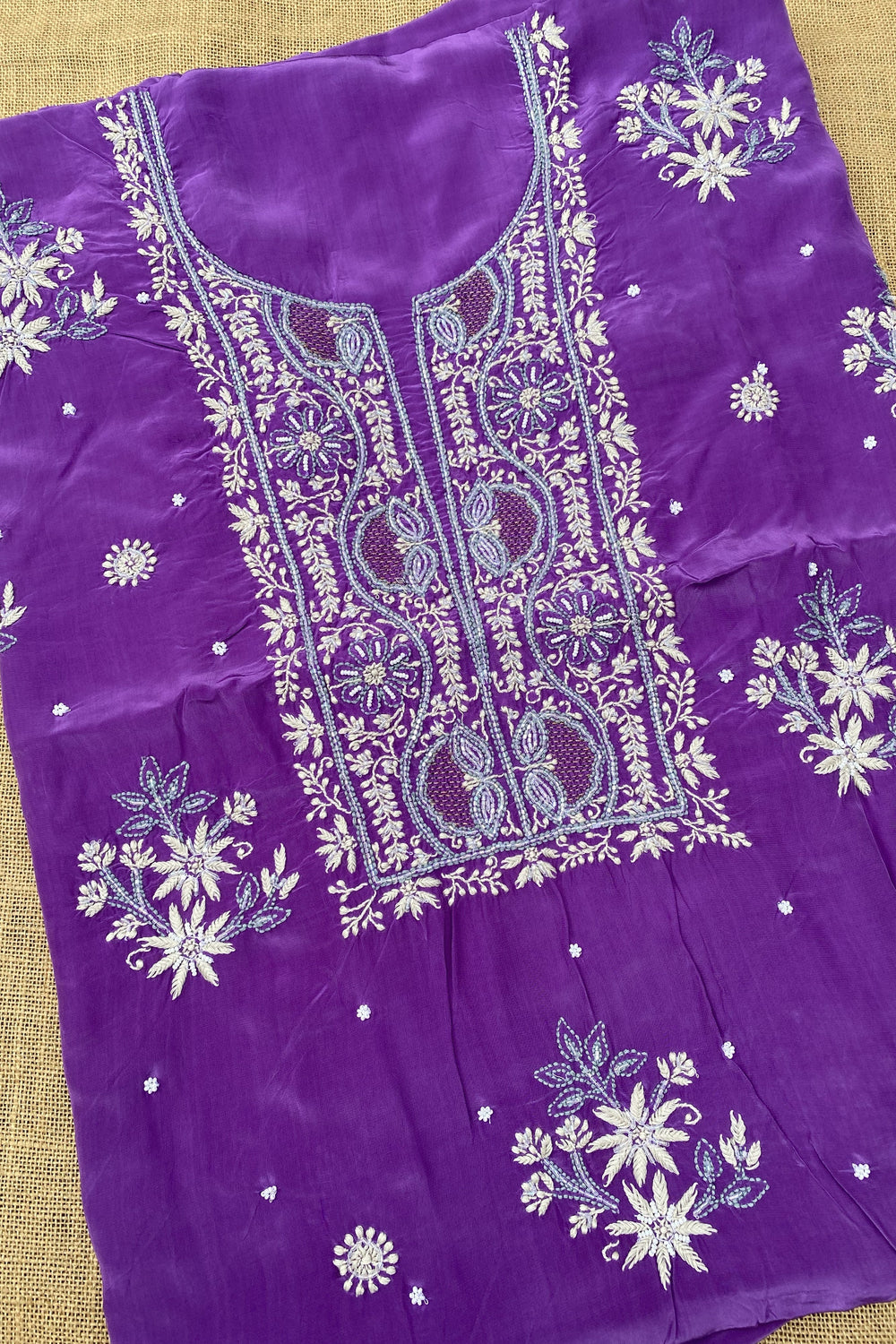 Meher Noor Royal Purple Chikankari Unstitched Suit