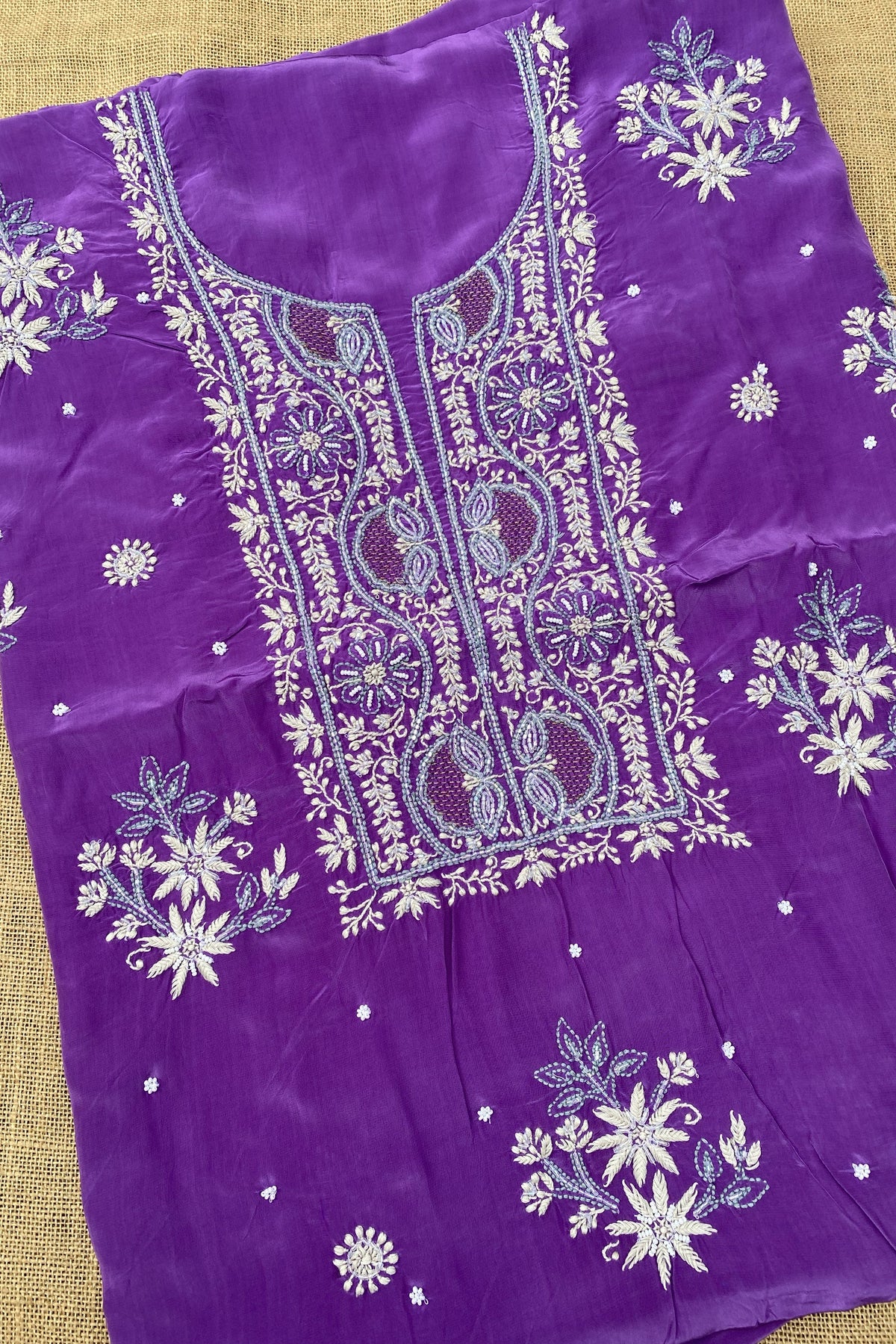 Meher Noor Royal Purple Chikankari Unstitched Suit