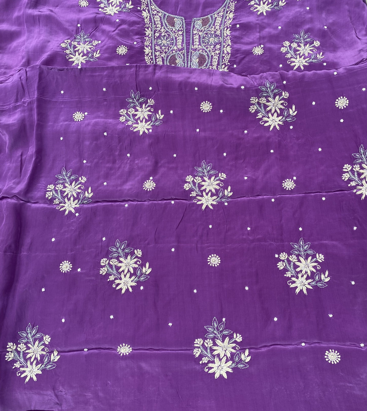 Meher Noor Royal Purple Chikankari Unstitched Suit