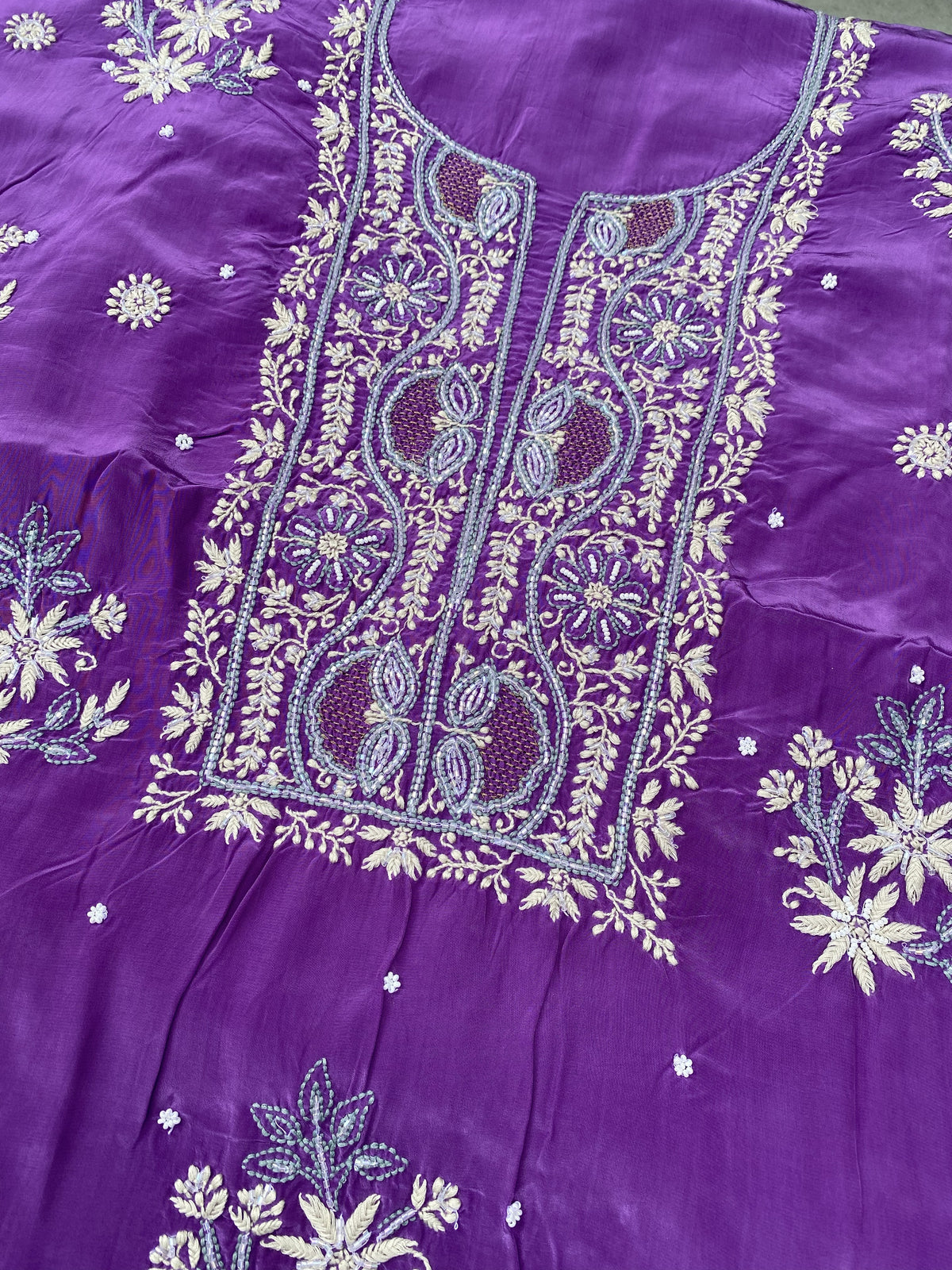 Meher Noor Royal Purple Chikankari Unstitched Suit