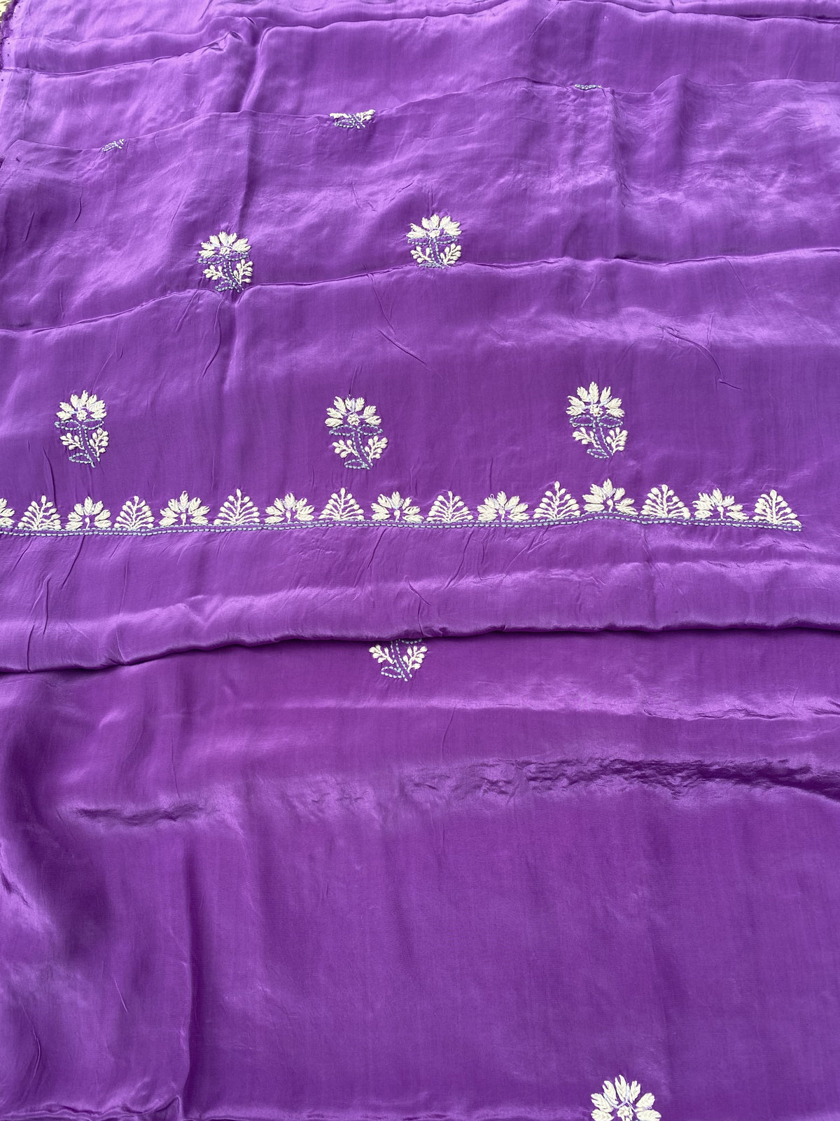 Meher Noor Royal Purple Chikankari Unstitched Suit