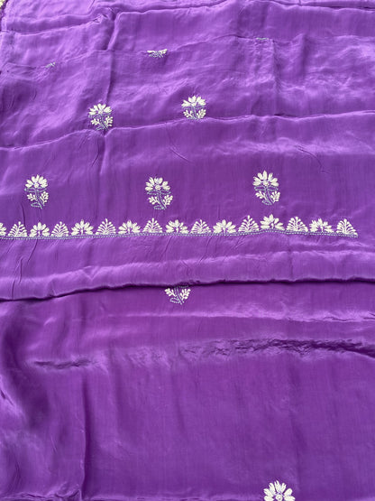 Meher Noor Royal Purple Chikankari Unstitched Suit