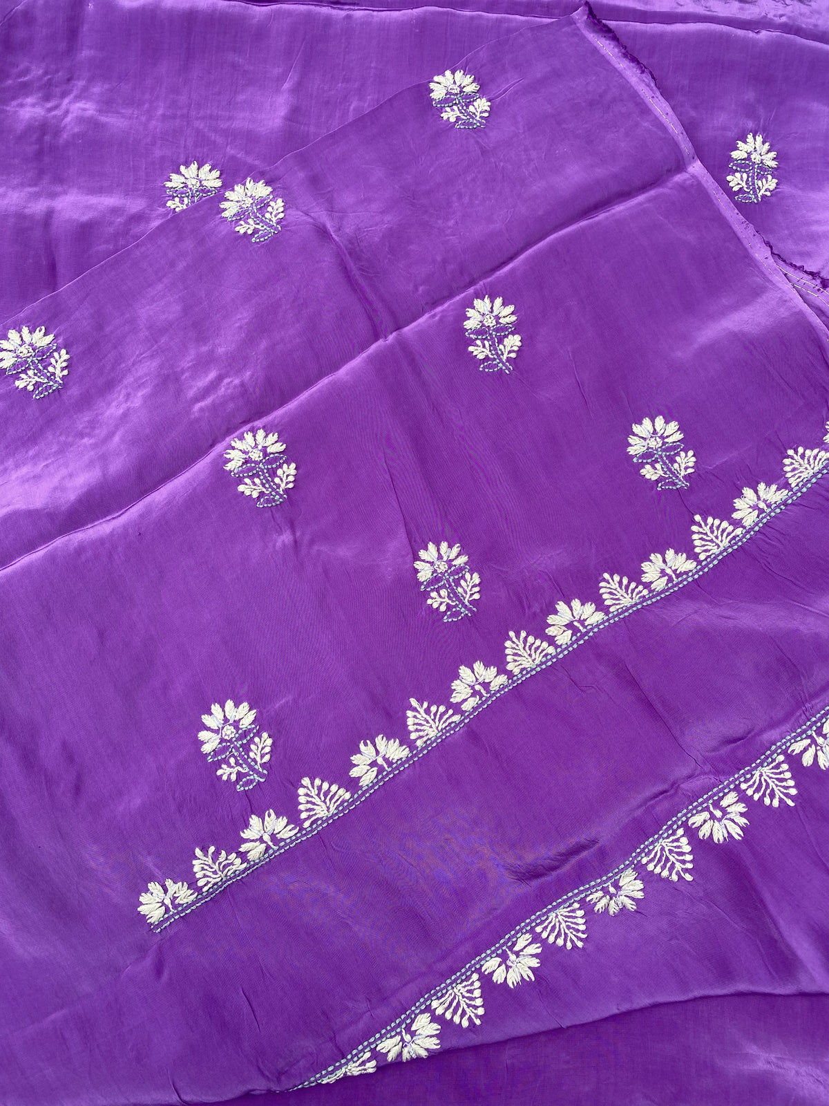 Meher Noor Royal Purple Chikankari Unstitched Suit