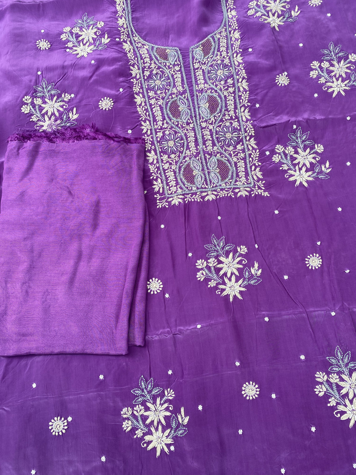Meher Noor Royal Purple Chikankari Unstitched Suit