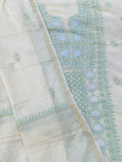 Noor-e-Bahar – Pastel Yellow Mul Chanderi Chikankari Suit