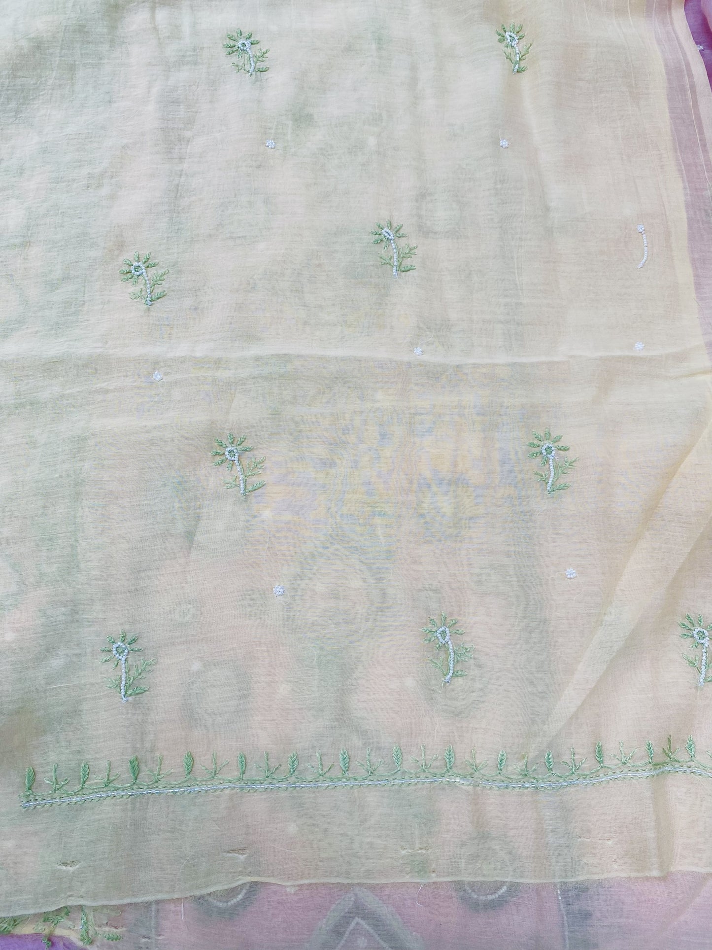 Noor-e-Bahar – Pastel Yellow Mul Chanderi Chikankari Suit