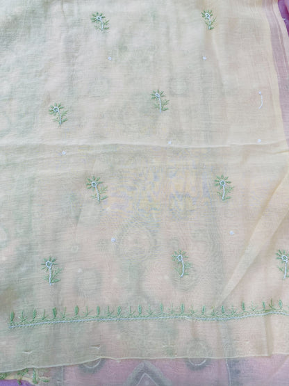 Noor-e-Bahar – Pastel Yellow Mul Chanderi Chikankari Suit