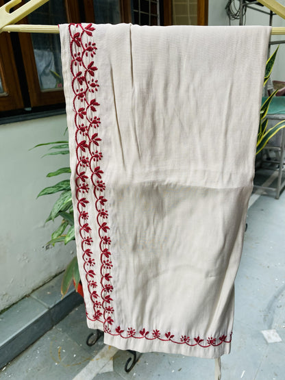 Sarah- Beige Chikankari Semi-Stitched Co-ord Sets