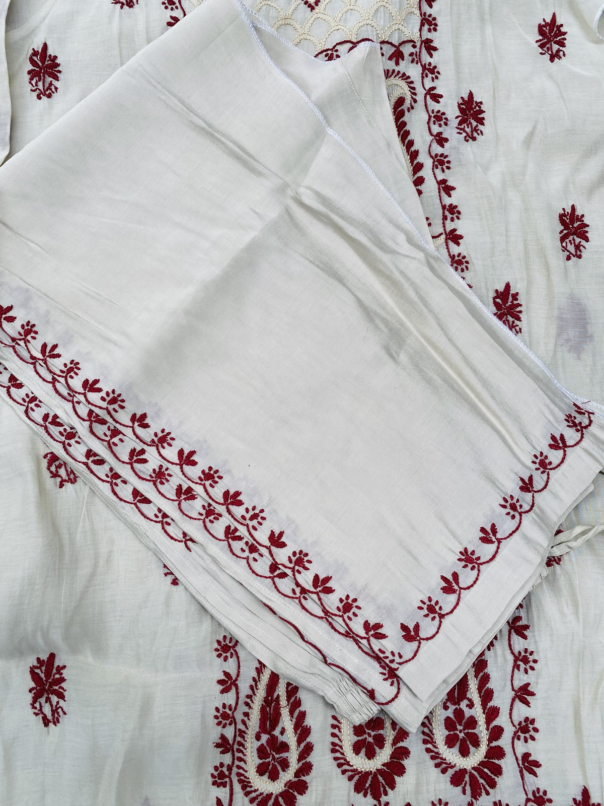 Sarah- Beige Chikankari Semi-Stitched Co-ord Sets