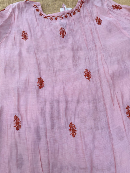 Sarah- Pink Chikankari Semi-Stitched Co-ord Set