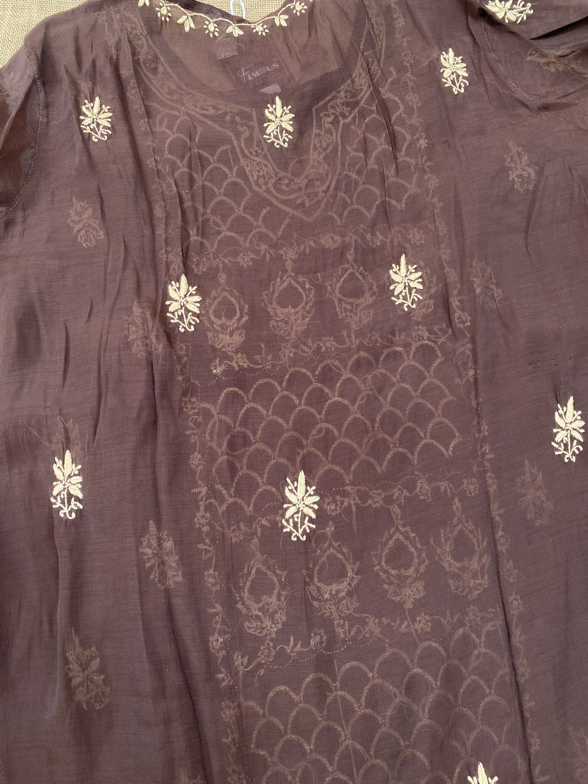 Sarah- Chocolate Brown Chikankari Semi-Stitched Co-ord Sets