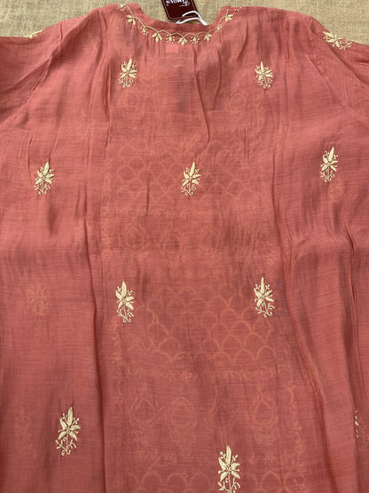 Sarah- Rust Chikankari Semi-Stitched Co-ord Sets