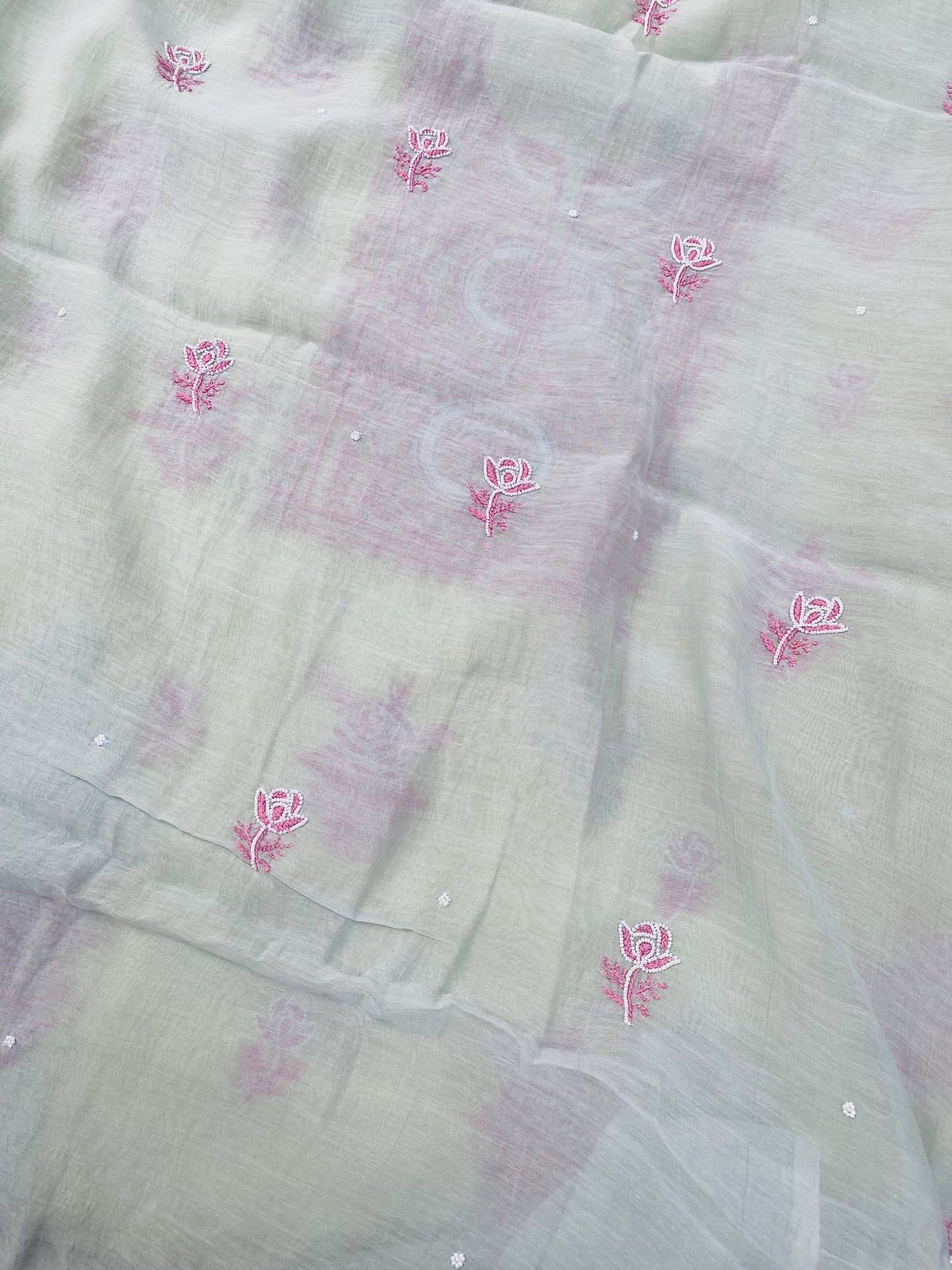 Noor-e-mulmul Unstitched Chikankari Set - Grey