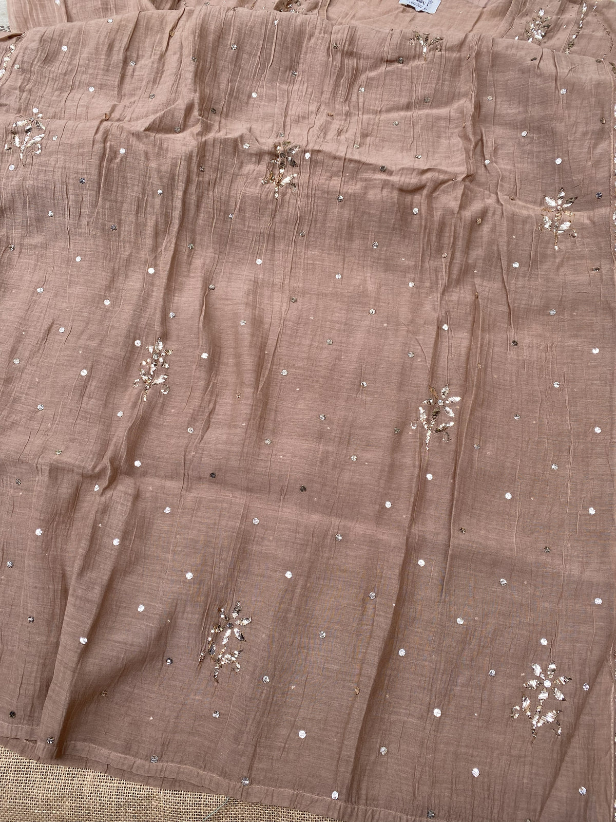 Roohani Semi Stitched Pitta Work Gown Dupatta Set - Chocholate Brown