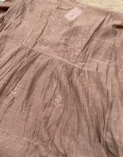 Roohani Semi Stitched Pitta Work Gown Dupatta Set - Chocholate Brown