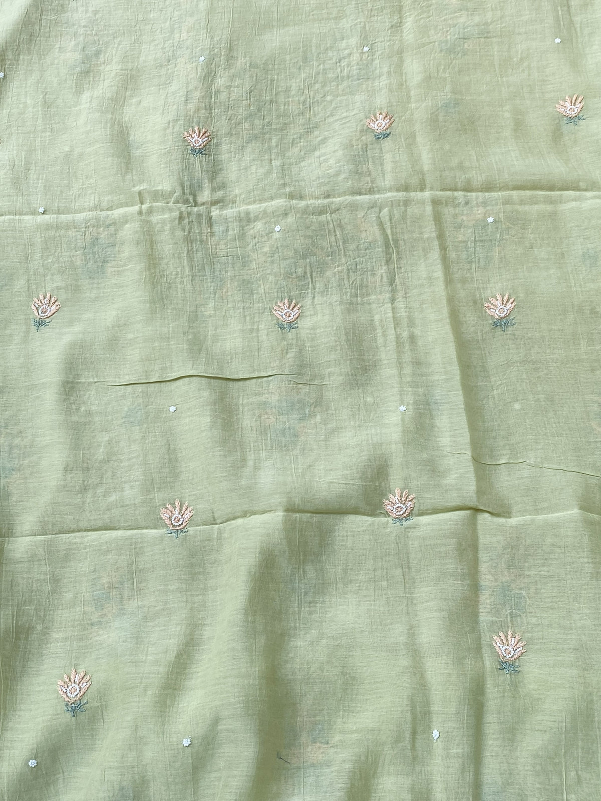 Noor-e-Mulmul Pista Green Chikankari Unstitched Set
