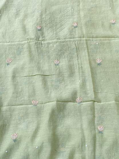 Noor-e-Mulmul Pista Green Chikankari Unstitched Set