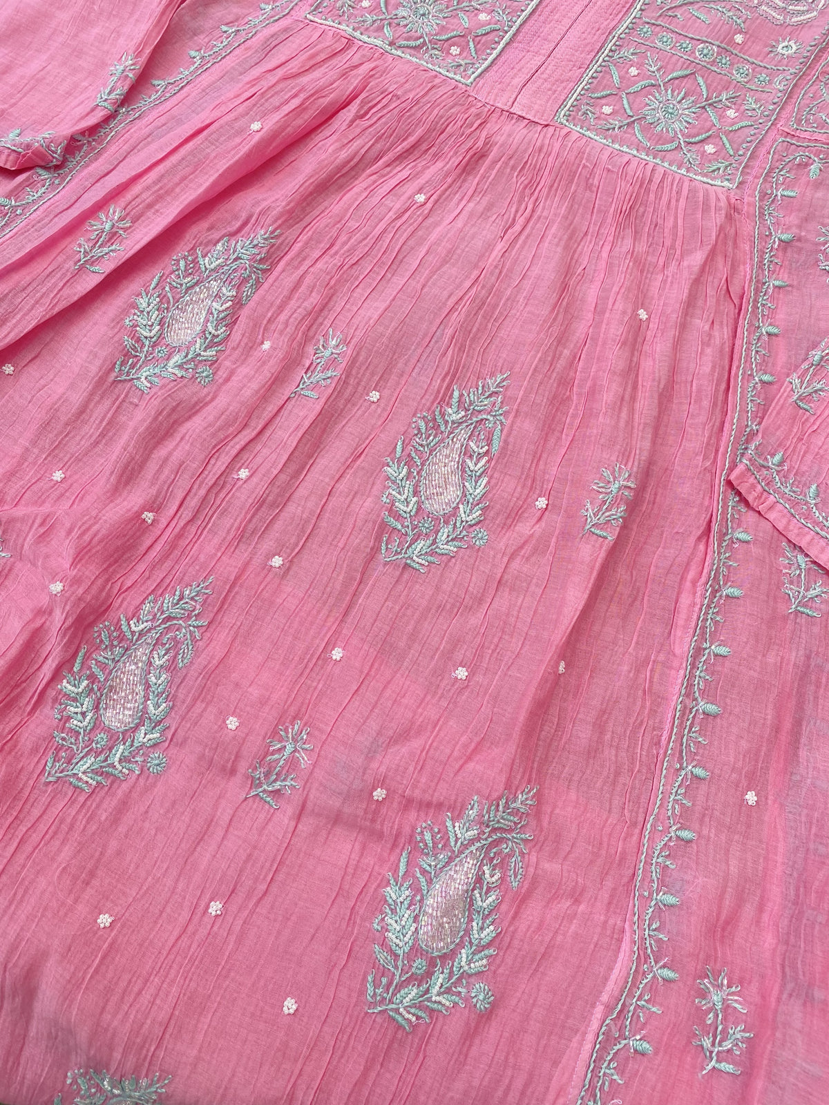 Rahat Mul Chikankari Semi-Stitched Gown With Dupatta