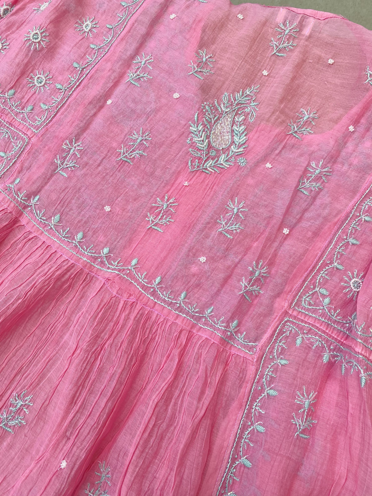 Rahat Mul Chikankari Semi-Stitched Gown With Dupatta