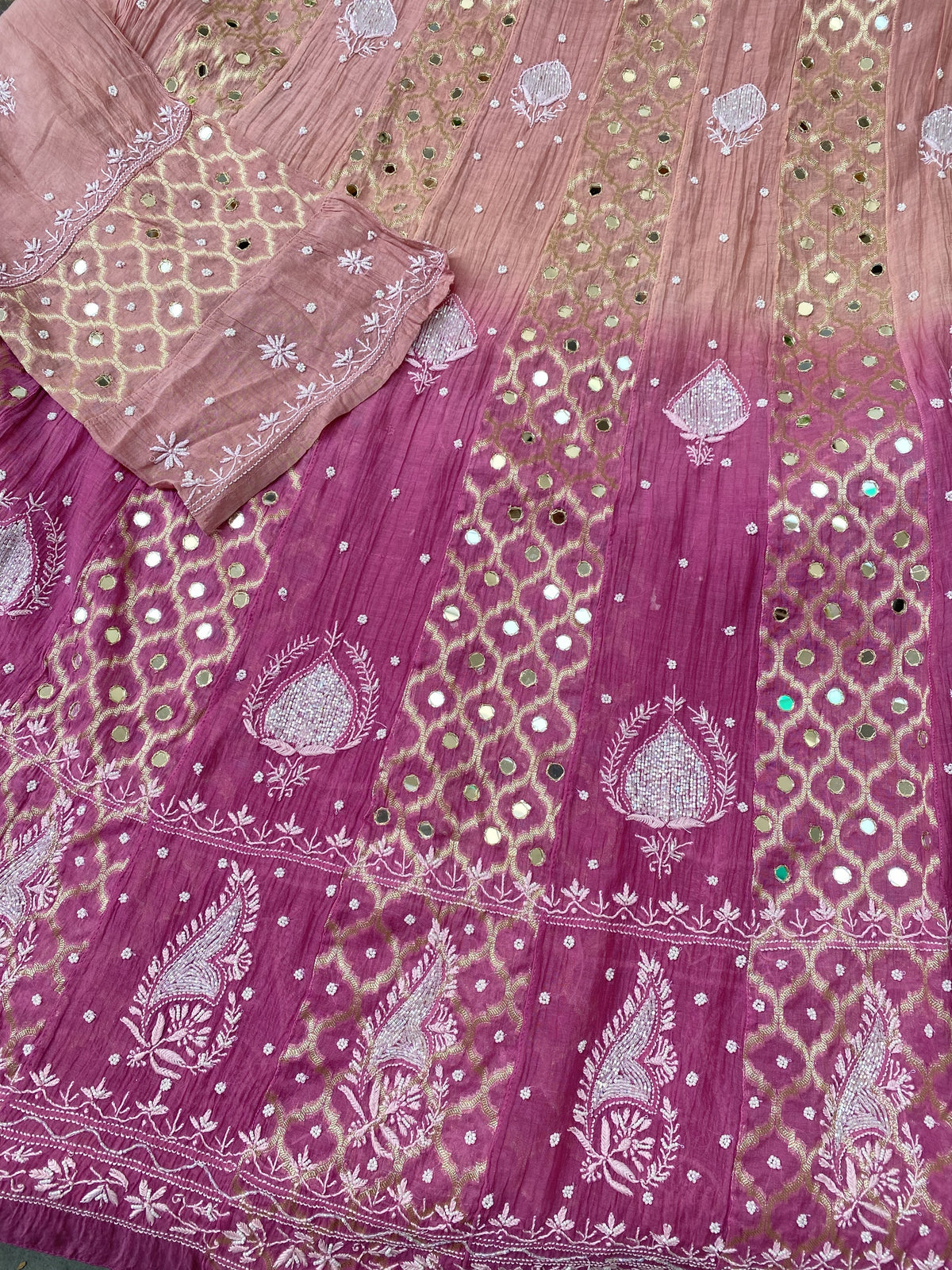 Sheesha Chikankari Mul Chanderi Brocade Anarkali & Dupatta Set