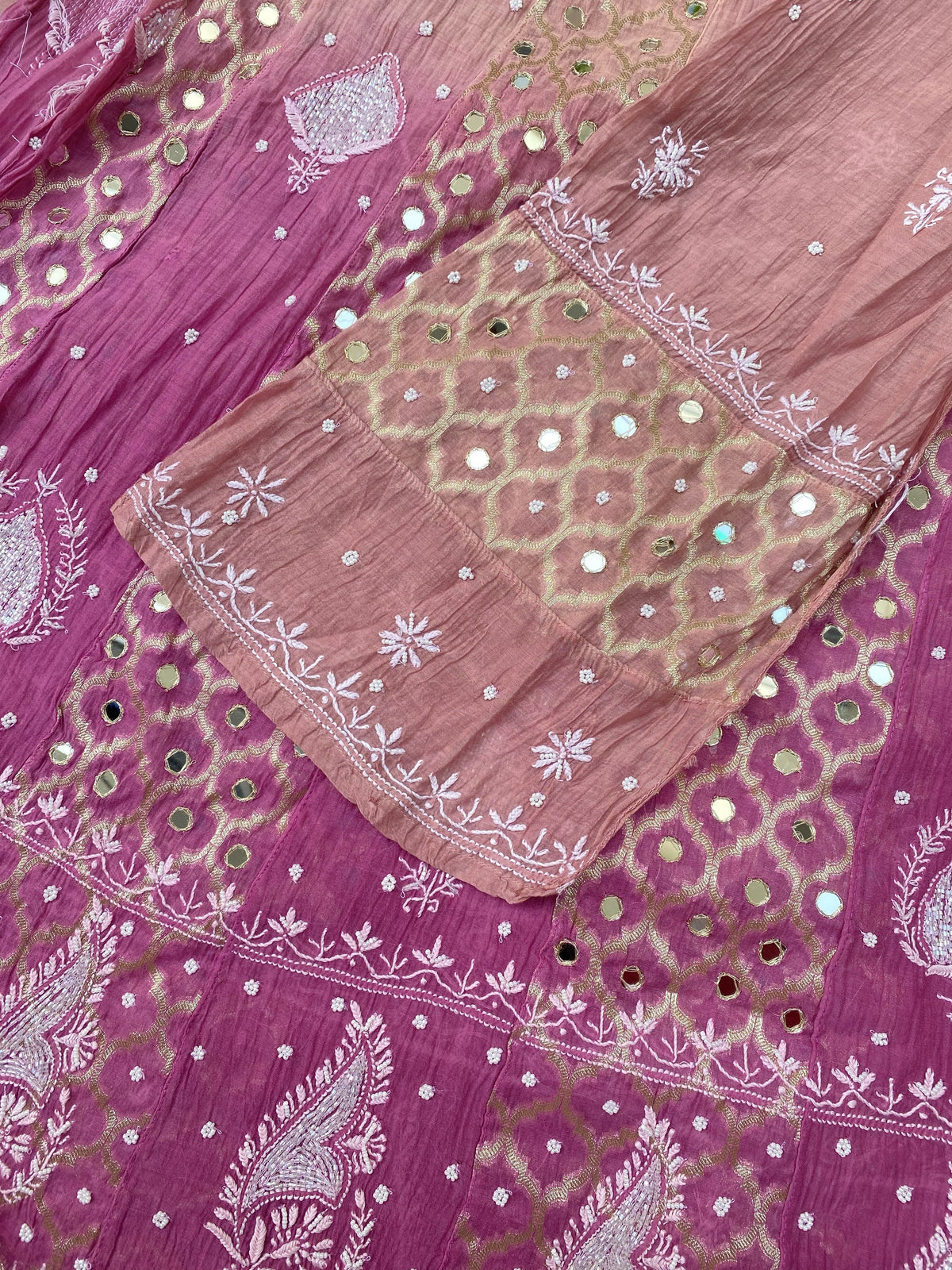 Sheesha Chikankari Mul Chanderi Brocade Anarkali & Dupatta Set