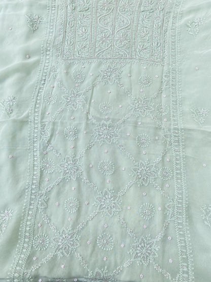 Amna Viscose Unstitched Chikankari Kurta Dupatta Set