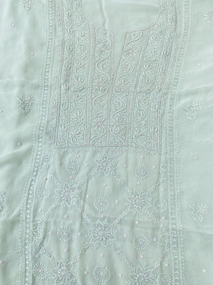 Amna Viscose Unstitched Chikankari Kurta Dupatta Set