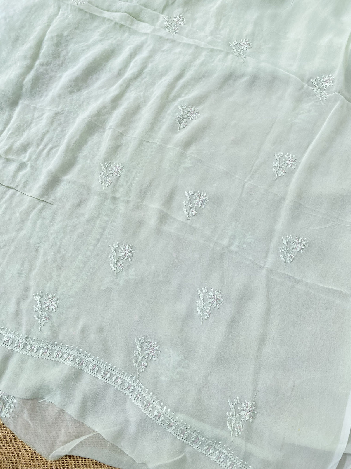 Amna Viscose Unstitched Chikankari Kurta Dupatta Set