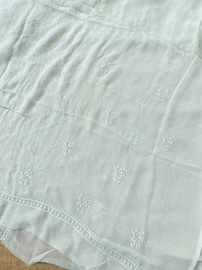 Amna Viscose Unstitched Chikankari Kurta Dupatta Set