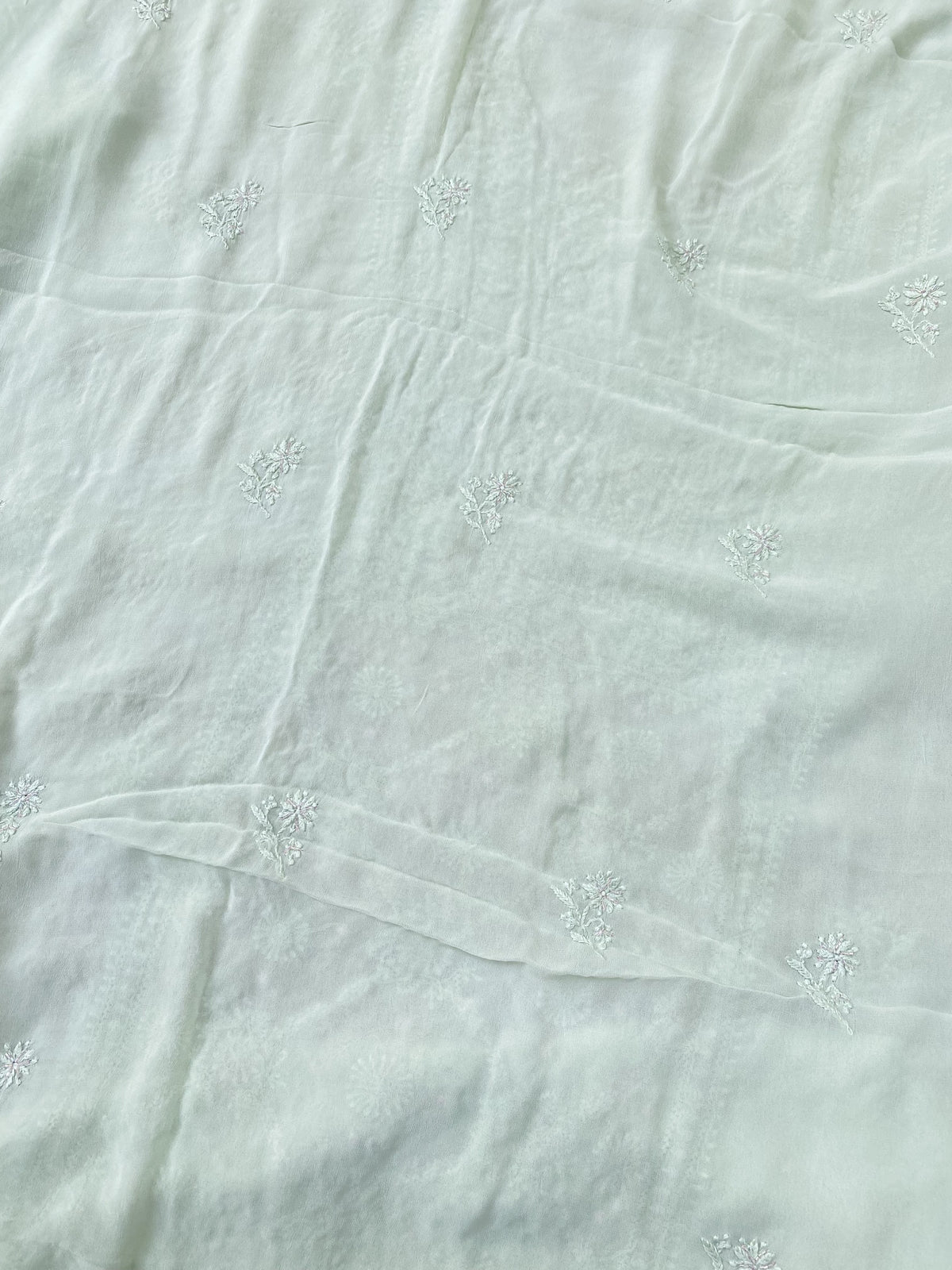 Amna Viscose Unstitched Chikankari Kurta Dupatta Set