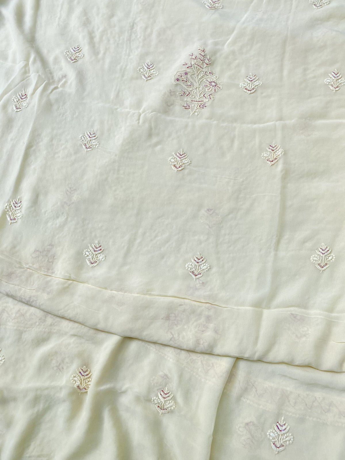 Sehr Viscose Unstitched Chikankari Kurta Dupatta Set