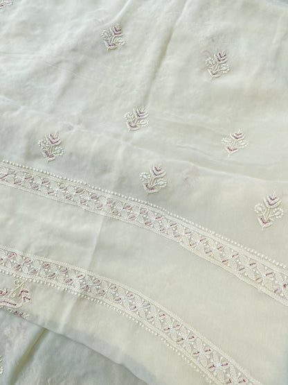 Sehr Viscose Unstitched Chikankari Kurta Dupatta Set