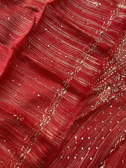 Meher Pure Organza Semi-Stitched Pittawork Anarkali Set