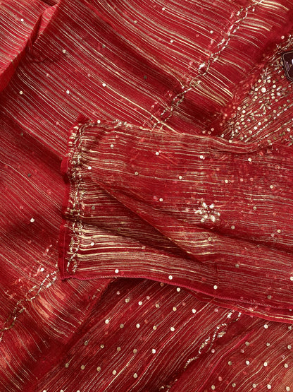 Meher Pure Organza Semi-Stitched Pittawork Anarkali Set