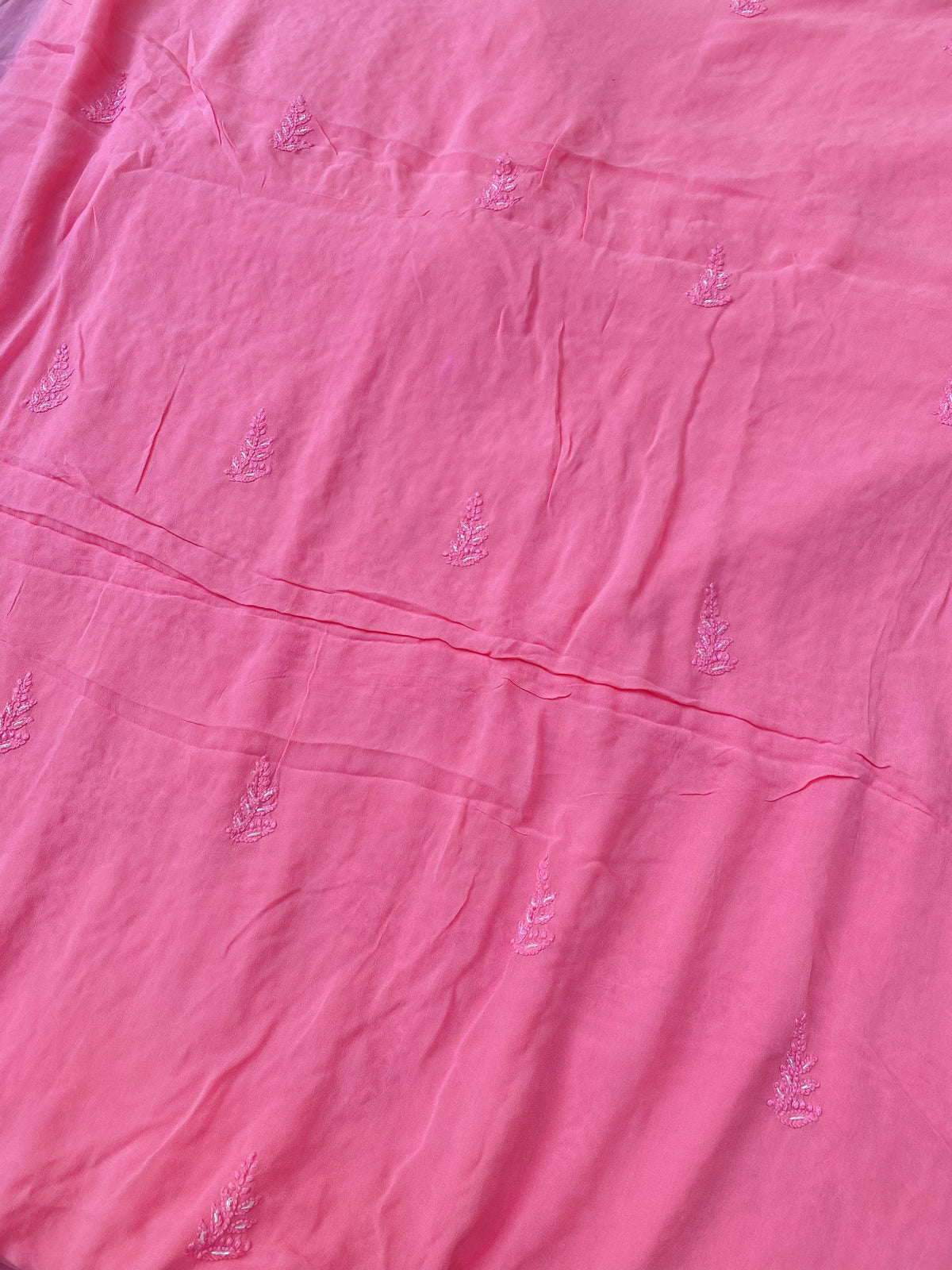 Rangrez Noor| Hot Pink Chikankari Unstitched Suit with Pearl Addons