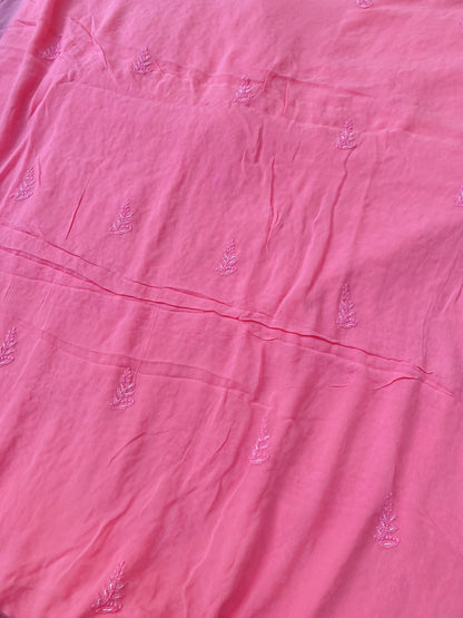 Rangrez Noor| Hot Pink Chikankari Unstitched Suit with Pearl Addons