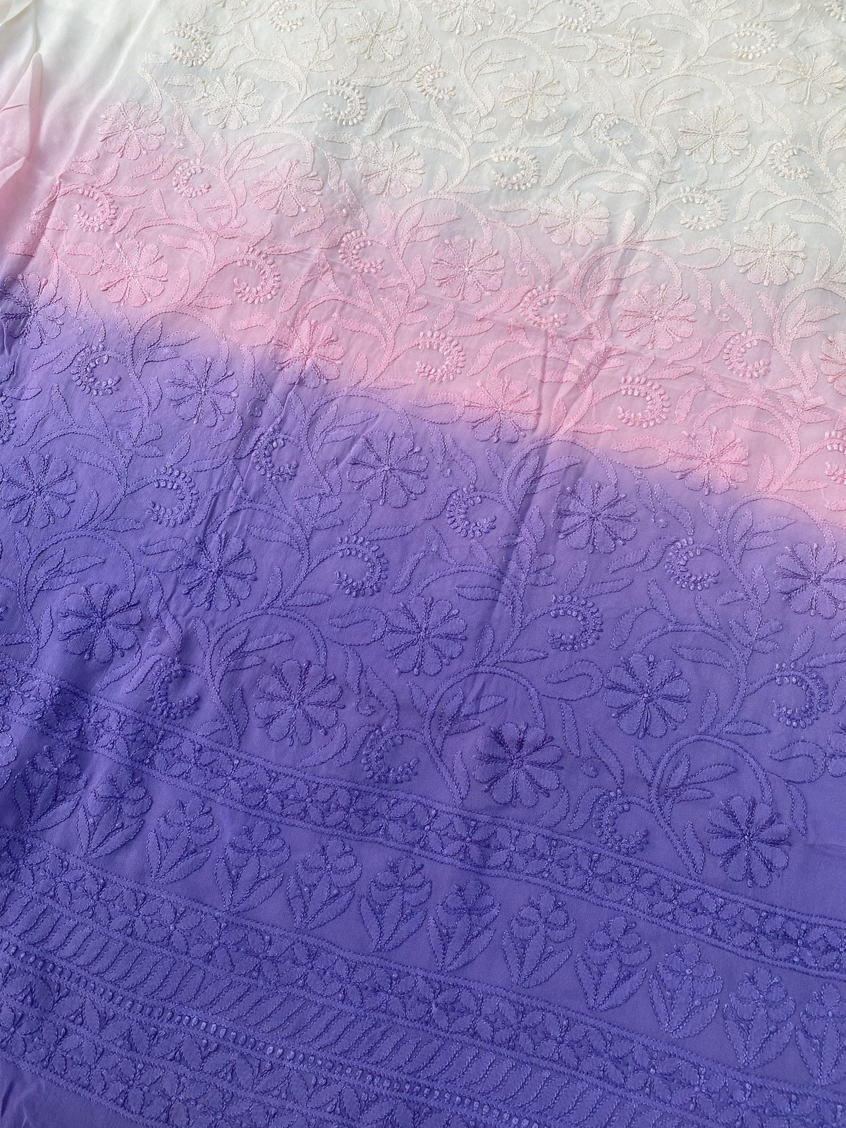 Noor-e-Zeenat – Viscose Unstitched Tri Color Chikankari Elegance