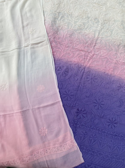 Noor-e-Zeenat – Viscose Unstitched Tri Color Chikankari Elegance