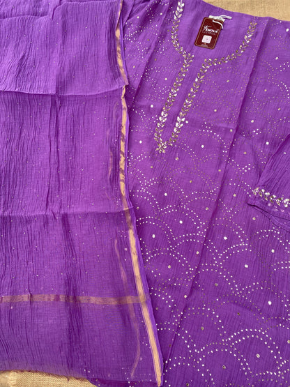 Roohani – Mukaish Pitta Work Unstitched Kurta Dupatta Set