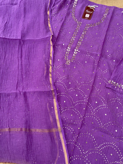 Roohani – Mukaish Pitta Work Unstitched Kurta Dupatta Set