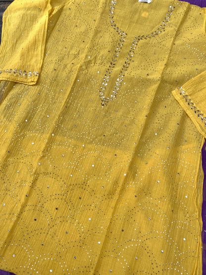 Roohani – Mukaish Pitta Work Unstitched Kurta Dupatta Set