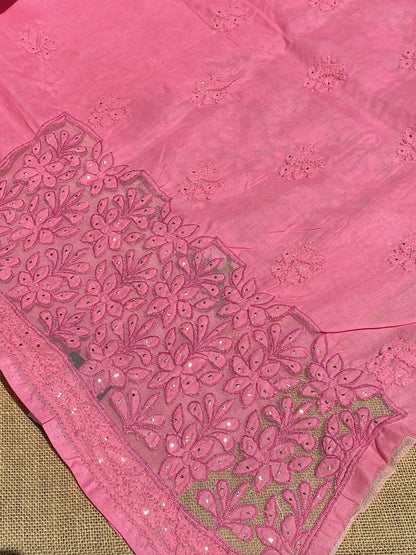 Naaz Chikankari Netpatch Unstitched Kurta - Famous Chikankari
